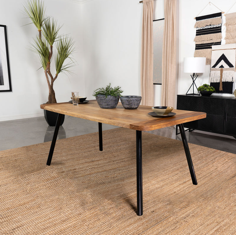 Maverick Rectangular Tapered Legs Dining Table Natural Mango and Black