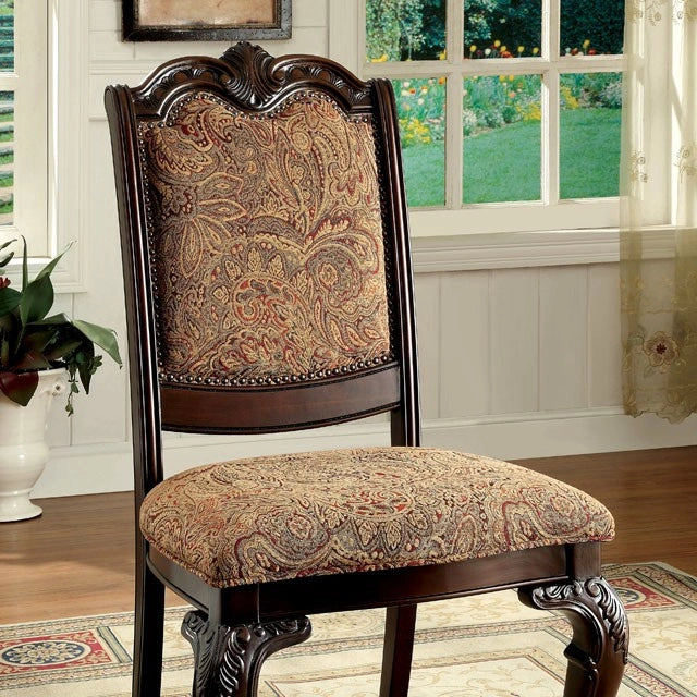 BELLAGIO Brown Cherry/Pattern Fabric Side Chair (2/CTN) - Ricky's Furniture Outlet (Paso Robles, CA)