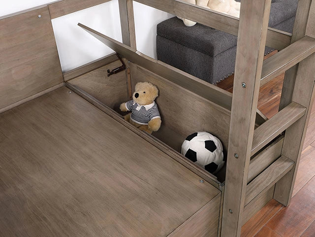 CALLISTUS Twin Workstation Loft Bed, White & Gray - Ricky's Furniture Outlet (Paso Robles, CA)