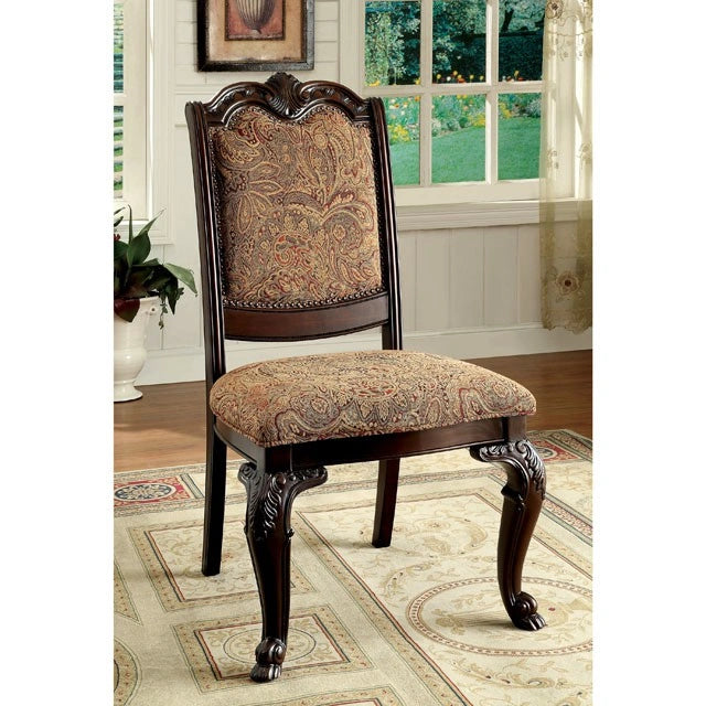 BELLAGIO Brown Cherry/Pattern Fabric Side Chair (2/CTN) - Ricky's Furniture Outlet (Paso Robles, CA)