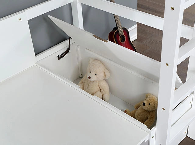 CALLISTUS Twin Workstation Loft Bed, White & Gray - Ricky's Furniture Outlet (Paso Robles, CA)