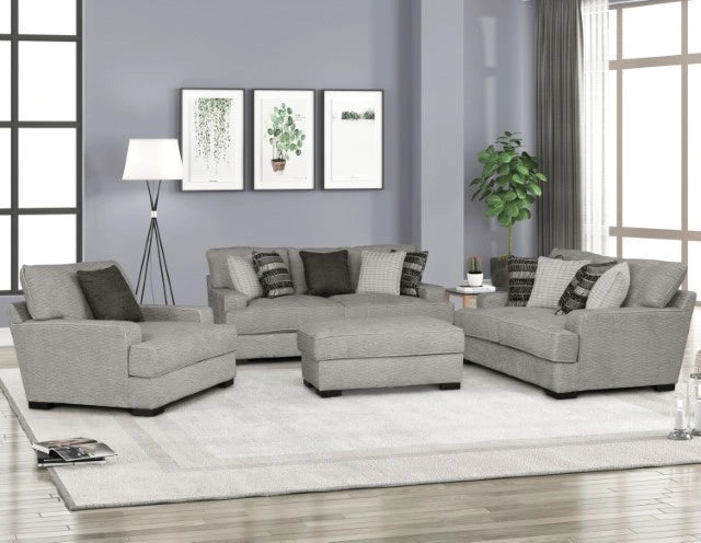 Gray FOA West ARDENFOLD sofa with plush cushions and modern design, shown in a cozy living room setting.