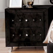FoA West Alzir Nightstand with a wooden finish, featuring a drawer and open shelf, modern bedroom furniture piece.