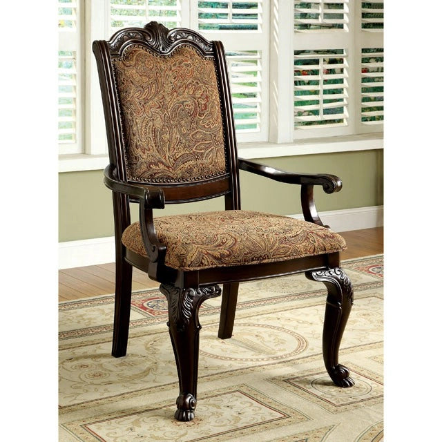 BELLAGIO Brown Cherry/Pattern Fabric Arm Chair (2/CTN) - Ricky's Furniture Outlet (Paso Robles, CA)