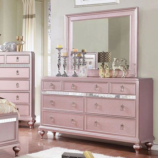 Ariston Rose Gold Dresser by FOA West with sleek rose gold finish and modern design, featuring multiple drawers for storage.