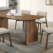 FOA West Alnwick 7-piece dining table set with wooden table and matching chairs, modern dining room furniture.
