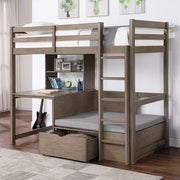 CALLISTUS Twin Workstation Loft Bed, White & Gray - Ricky's Furniture Outlet (Paso Robles, CA)
