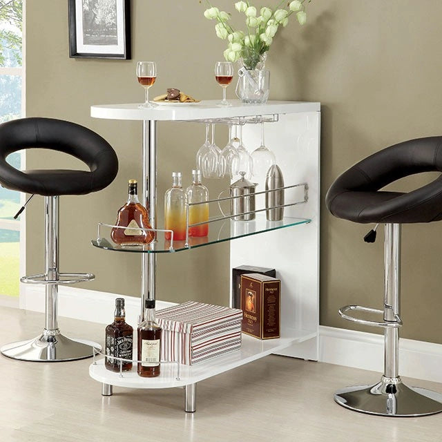 Numbi White/Chrome Mini Server - Ricky's Furniture Outlet (Paso Robles, CA)