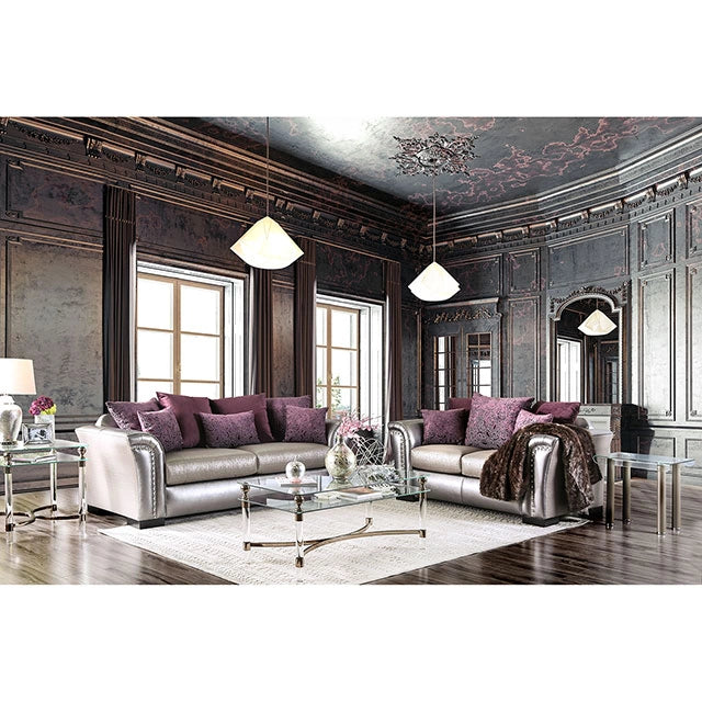 Benigno Love Seat Silver & Gray - Ricky's Furniture Outlet (Paso Robles, CA)