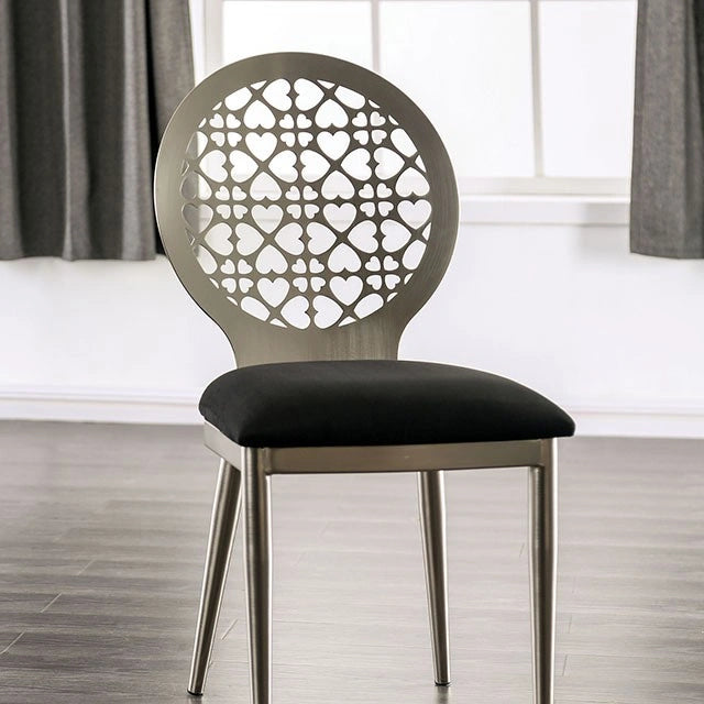Pair of FOA West Abner side dining chairs with wooden legs and upholstered seats, shown in a modern home setting.