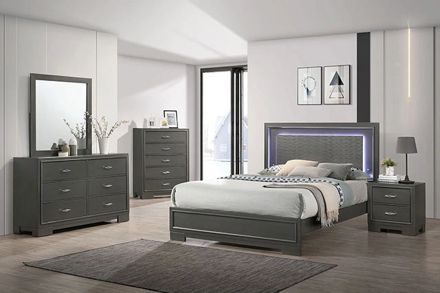 FOA West Alison Queen Bedroom Set featuring a modern bed frame, matching nightstands, and coordinated bedroom furniture.