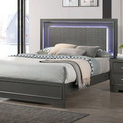 FOA West Alison Queen Bedroom Set includes a bed frame, matching nightstands, and dresser with elegant design and neutral finish.