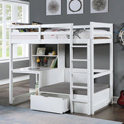 CALLISTUS Twin Workstation Loft Bed, White & Gray - Ricky's Furniture Outlet (Paso Robles, CA)