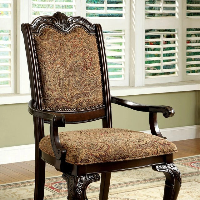 BELLAGIO Brown Cherry/Pattern Fabric Arm Chair (2/CTN) - Ricky's Furniture Outlet (Paso Robles, CA)