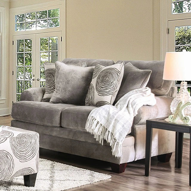 Bonaventura Gray/Pattern Love Seat - Ricky's Furniture Outlet (Paso Robles, CA)