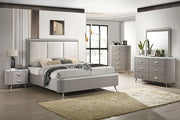 FOA West Aldridge Queen Bedroom Set with matching bed frame, nightstands, and dresser in a modern bedroom design