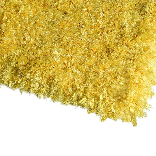 FOA West Annmarie yellow 5x8 area rug with a vibrant, soft textile design, perfect for living rooms or bedrooms.