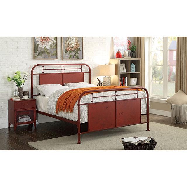 Haldus Cal.King, E.King, & Twin Bed White, Ivory, & Red