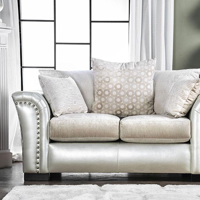 Benigno Love Seat Silver & Gray