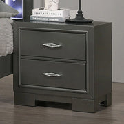 Dark walnut FOA West Alison nightstand with a sleek design and a single drawer, showcasing its modern bedroom furniture style.