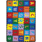 FOA West Abbey Alphabet multi-color area rug, 4'9" x 6'9", featuring alphabet design in vibrant shades on soft woven surface