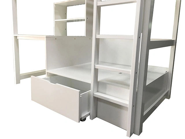 CALLISTUS Twin Workstation Loft Bed, White & Gray - Ricky's Furniture Outlet (Paso Robles, CA)