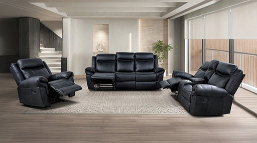 FOA West Agata Glider Recliner in soft fabric with cushioned armrests and reclining feature, perfect for living room relaxation.