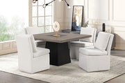 Broager 5 Pc Dining Table Set (White Swivel Chairs) - Ricky's Furniture Outlet (Paso Robles, CA)
