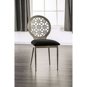 Pair of FOA West Abner Side Dining Chairs with wooden legs and upholstered seats, shown in a natural wood finish.