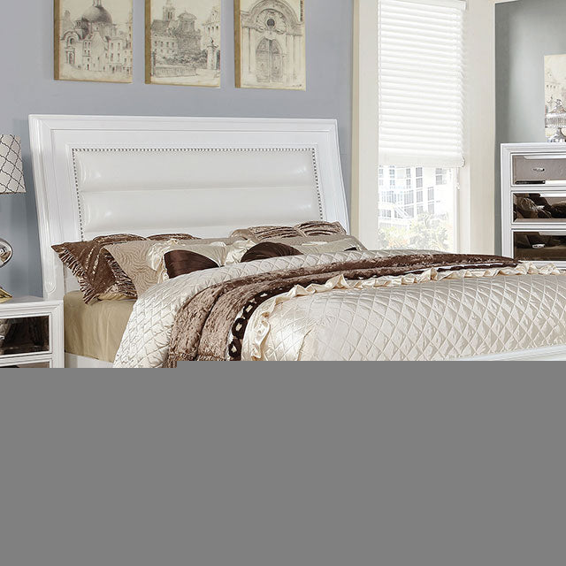 Golva E.King & Queen Bed White & Silver