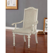 FOA West ARCADIA dining arm chair with wooden legs and upholstered seat, shown in a stylish, modern design.