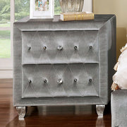 Gray FOA West Alzir Nightstand with a modern design, featuring a single drawer and sleek tabletop surface.