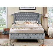Gray FOA West Alzir nightstand with a sleek modern design, featuring a drawer and open storage space.