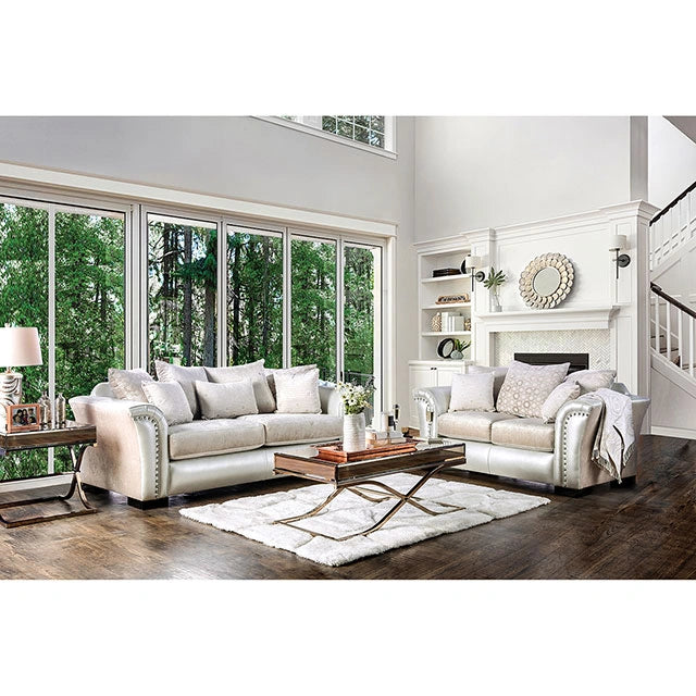 Benigno Love Seat Silver & Gray - Ricky's Furniture Outlet (Paso Robles, CA)