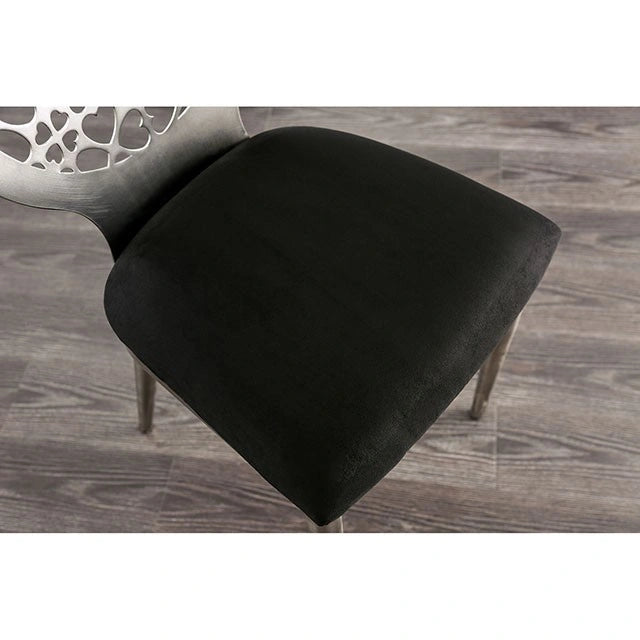 FoA West Abner Side Dining Chair, modern design with wooden legs and upholstered seat, shown in a set of two.