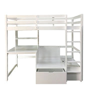 CALLISTUS Twin Workstation Loft Bed, White & Gray - Ricky's Furniture Outlet (Paso Robles, CA)