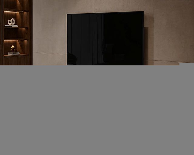 Leknes TV Stand Black w/ Silver Frame